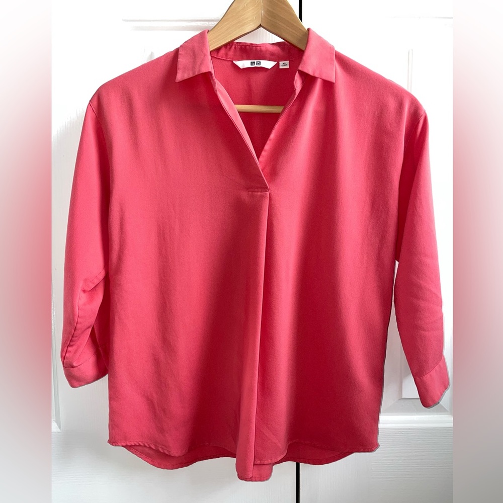 Salmon colored business casual blouse